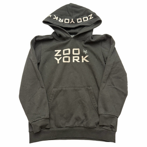 Zoo York Black Hoodie Sweatshirt White Lettering Size Youth Large 14